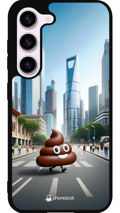Coque Samsung Galaxy S23 FE - Silicone rigide noir Emoji Caca walk