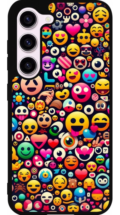 Coque Samsung Galaxy S23 FE - Silicone rigide noir Emoji Mix Color