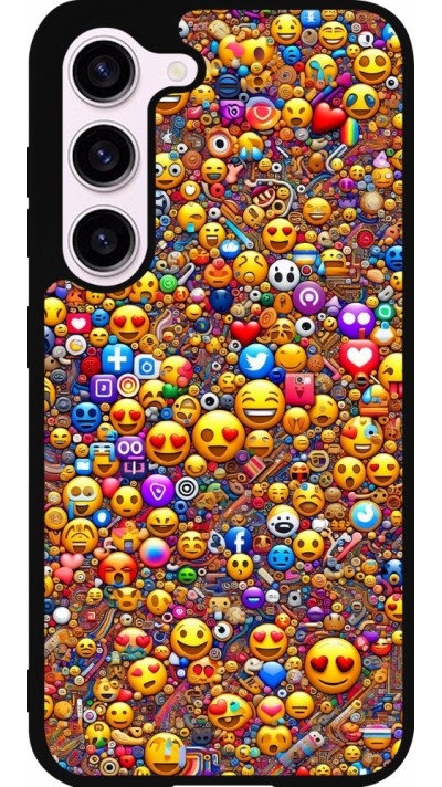Coque Samsung Galaxy S23 FE - Silicone rigide noir Emoji mixed