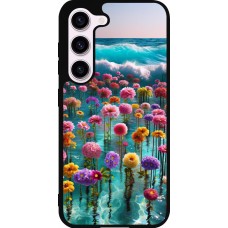 Samsung Galaxy S23 FE Case Hülle - Silikon schwarz Blumenmeer Wellen