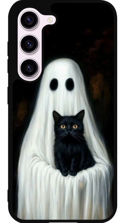 Samsung Galaxy S23 FE Case Hülle - Silikon schwarz Halloween 2025 Ghost with black cat