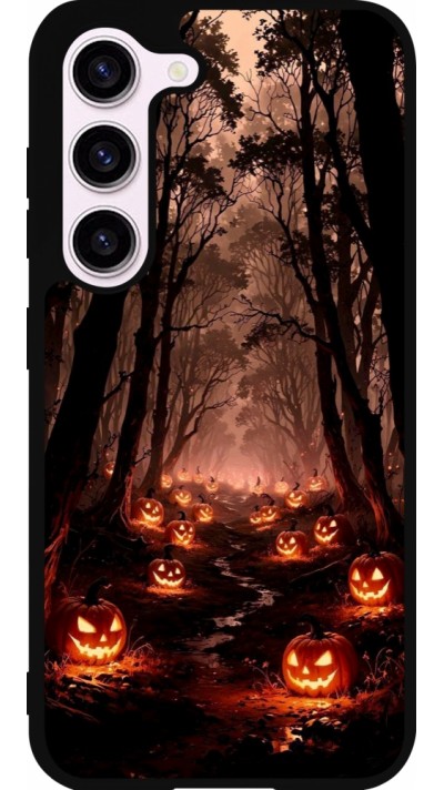Samsung Galaxy S23 FE Case Hülle - Silikon schwarz Halloween 2025 Road of Terrifying Pumpkins
