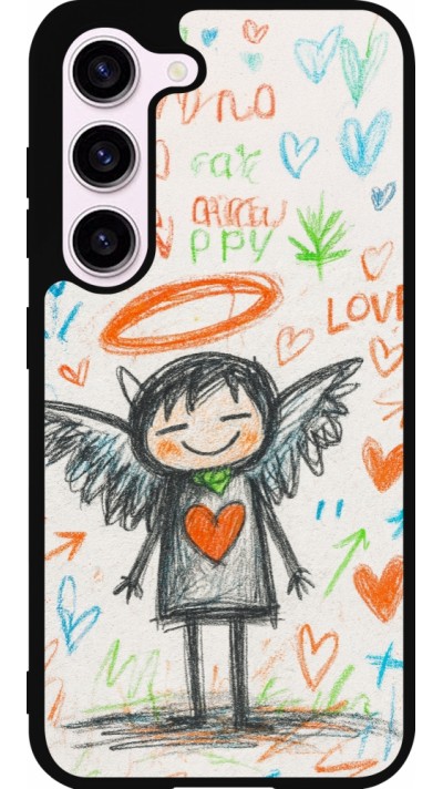 Coque Samsung Galaxy S23 FE - Silicone rigide noir Little Angel Sketch Love