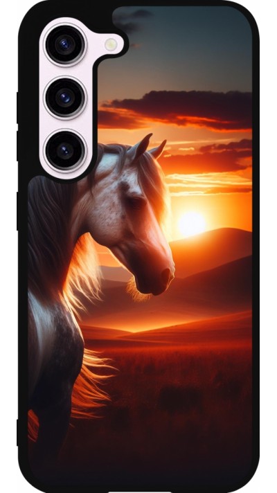 Coque Samsung Galaxy S23 FE - Silicone rigide noir Majestic Sunset Horse Coque Samsung Galaxy S23 FE - Silicone rigide noir Majestic Sunset Horse