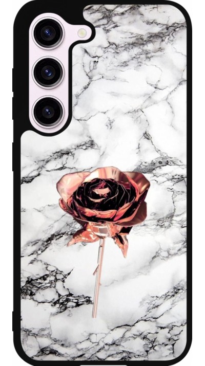 Coque Samsung Galaxy S23 FE - Silicone rigide noir Marble Rose Gold
