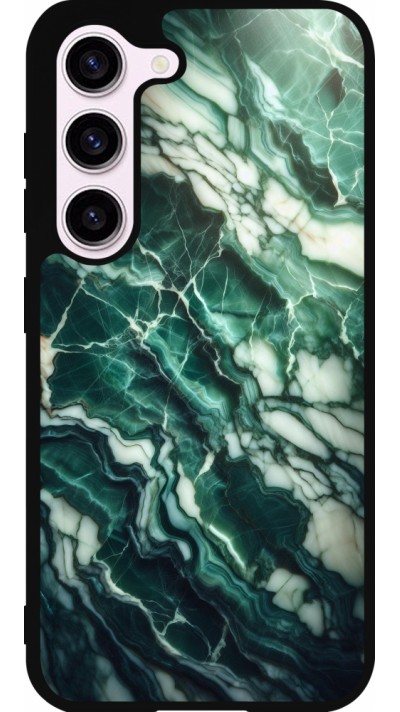 Coque Samsung Galaxy S23 FE - Silicone rigide noir Marbre vert majestueux Coque Samsung Galaxy S23 FE - Silicone rigide noir Marbre vert majestueux