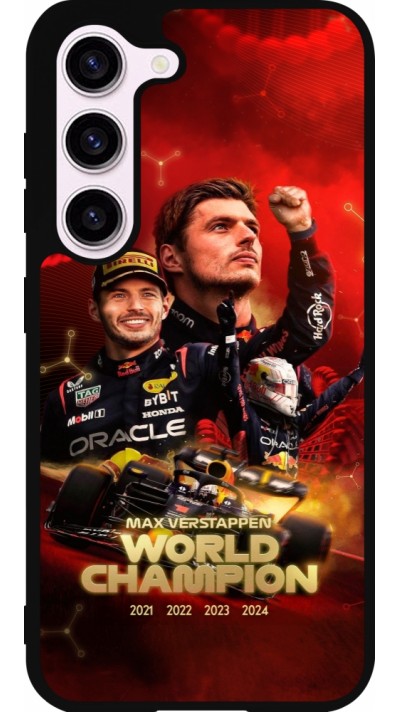 Coque Samsung Galaxy S23 FE - Silicone rigide noir Max Verstappen Champion 2023 Coque Samsung Galaxy S23 FE - Silicone rigide noir Max Verstappen Champion 2023