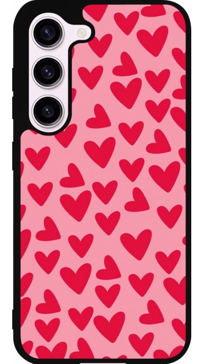 Coque Samsung Galaxy S23 FE - Silicone rigide noir Mom 2024 petits coeurs