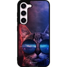 Samsung Galaxy S23 FE Case Hülle - Silikon schwarz Red Blue Cat Glasses