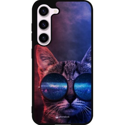 Samsung Galaxy S23 FE Case Hülle - Silikon schwarz Red Blue Cat Glasses