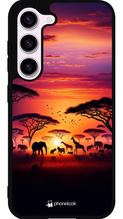 Coque Samsung Galaxy S23 FE - Silicone rigide noir Safari sunset wildlife