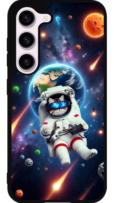 Samsung Galaxy S23 FE Case Hülle - Silikon schwarz VR SpaceCat Odyssee
