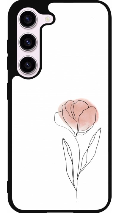Samsung Galaxy S23 FE Case Hülle - Silikon schwarz Spring 23 minimalist flower