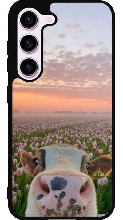 Samsung Galaxy S23 FE Case Hülle - Silikon schwarz Cow with tulips 2026