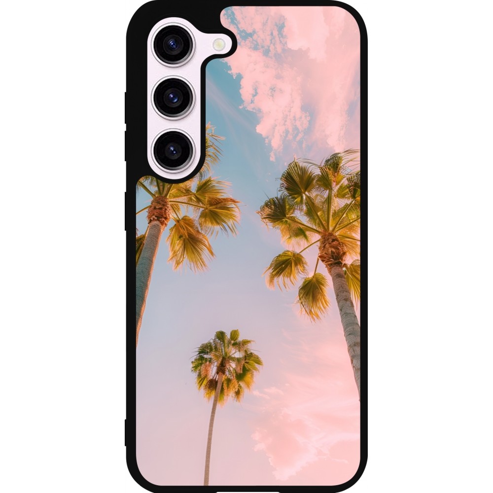 Samsung Galaxy S23 FE Case Hülle - Silikon schwarz Summer 2025 Palmiers