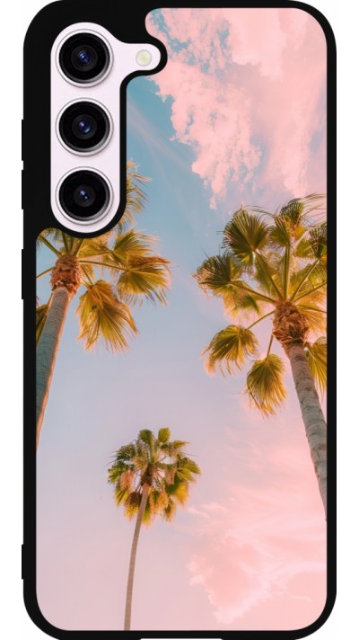 Samsung Galaxy S23 FE Case Hülle - Silikon schwarz Summer 2025 Palmiers