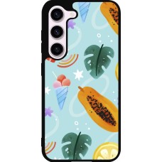 Samsung Galaxy S23 FE Case Hülle - Silikon schwarz Summer 2025 Pattern papaya