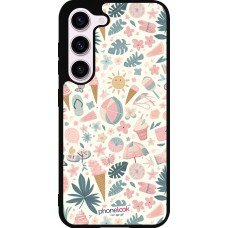 Coque Samsung Galaxy S23 FE - Silicone rigide noir Summer Pink Pattern