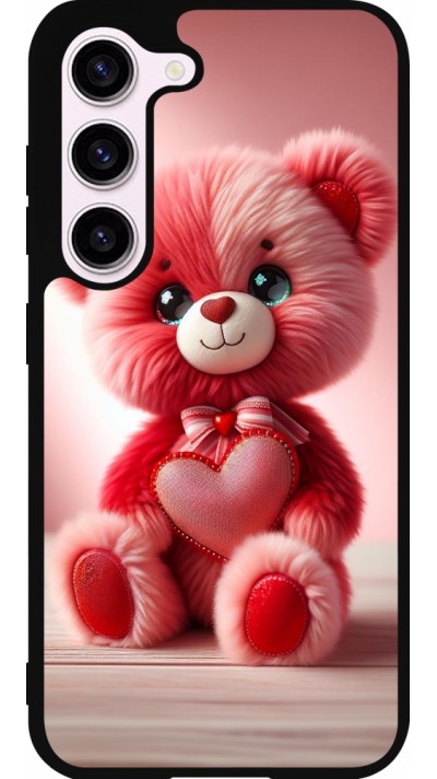 Samsung Galaxy S23 FE Case Hülle - Silikon schwarz Valentin 2024 Rosaroter Teddybär