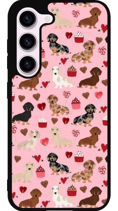 Samsung Galaxy S23 FE Case Hülle - Silikon schwarz Valentine 2024 puppy love