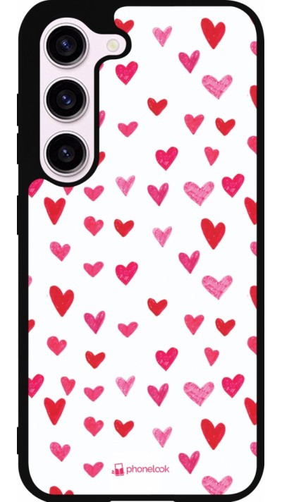 Samsung Galaxy S23 FE Case Hülle - Silikon schwarz Valentine 2022 Many pink hearts