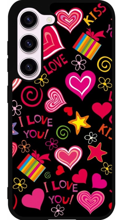 Samsung Galaxy S23 FE Case Hülle - Silikon schwarz Valentine 2023 love symbols