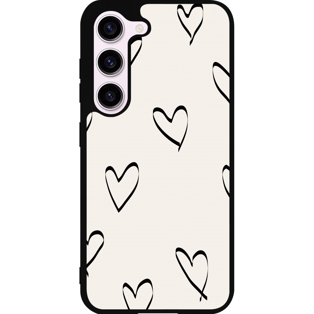 Samsung Galaxy S23 FE Case Hülle - Silikon schwarz Valentine 2023 minimalist hearts
