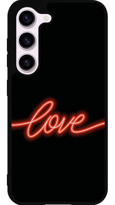 Samsung Galaxy S23 FE Case Hülle - Silikon schwarz Valentine 2023 neon love