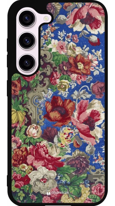 Samsung Galaxy S23 FE Case Hülle - Silikon schwarz Vintage Art Flowers
