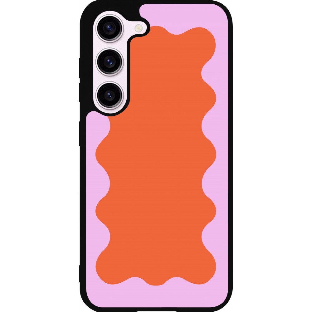 Samsung Galaxy S23 FE Case Hülle - Silikon schwarz Wavy Rectangle Orange Pink