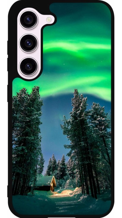 Coque Samsung Galaxy S23 FE - Silicone rigide noir Winter 22 Northern Lights