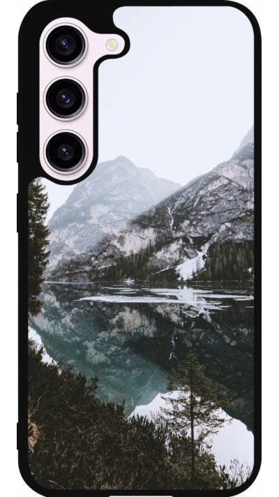 Samsung Galaxy S23 FE Case Hülle - Silikon schwarz Winter 22 snowy mountain and lake