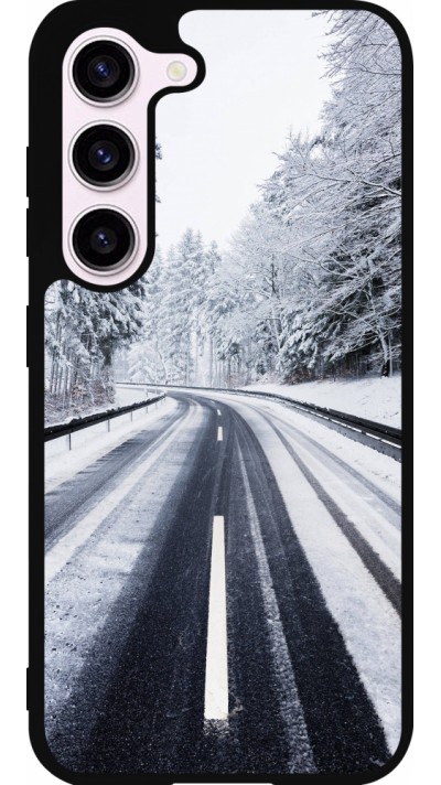 Samsung Galaxy S23 FE Case Hülle - Silikon schwarz Winter 22 Snowy Road