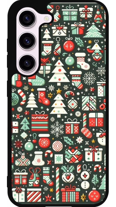 Samsung Galaxy S23 FE Case Hülle - Silikon schwarz Weihnachten 2023 Flachmuster