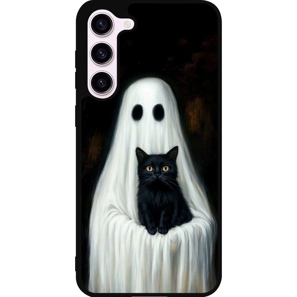 Samsung Galaxy S23+ Case Hülle - Silikon schwarz Halloween 2025 Ghost with black cat
