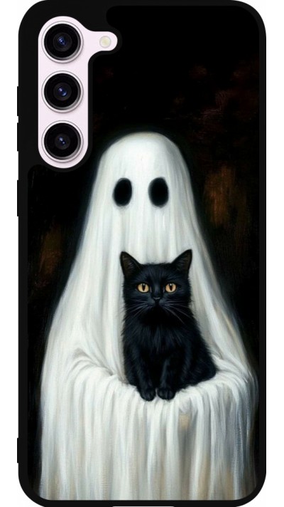 Samsung Galaxy S23+ Case Hülle - Silikon schwarz Halloween 2025 Ghost with black cat