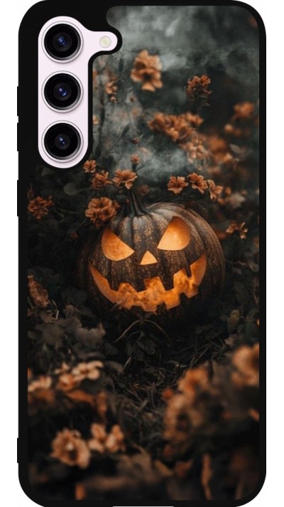 Samsung Galaxy S23+ Case Hülle - Silikon schwarz Halloween 2025 Pumpkin with flowers