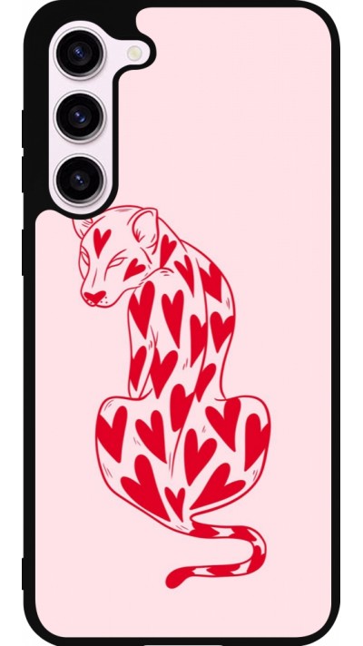 Samsung Galaxy S23+ Case Hülle - Silikon schwarz Leopard with hearts 2026