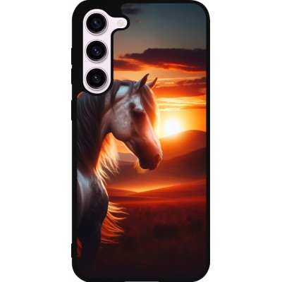 Samsung Galaxy S23+ Case Hülle - Silikon schwarz Majestätischer Sonnenuntergang Pferd