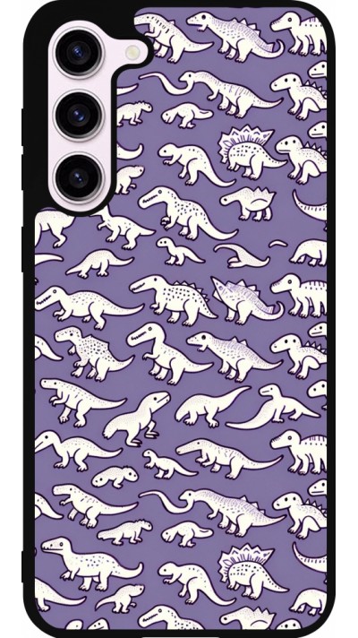 Coque Samsung Galaxy S23+ - Silicone rigide noir Mini dino pattern violet