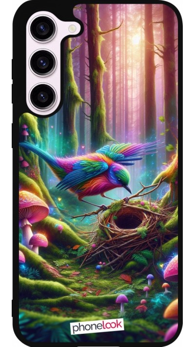 Coque Samsung Galaxy S23+ - Silicone rigide noir Oiseau Nid Forêt