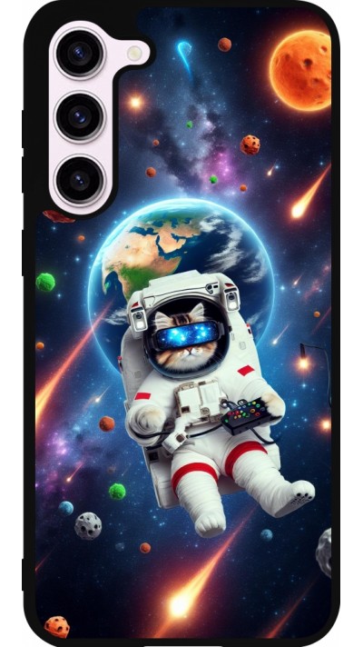 Samsung Galaxy S23+ Case Hülle - Silikon schwarz VR SpaceCat Odyssee