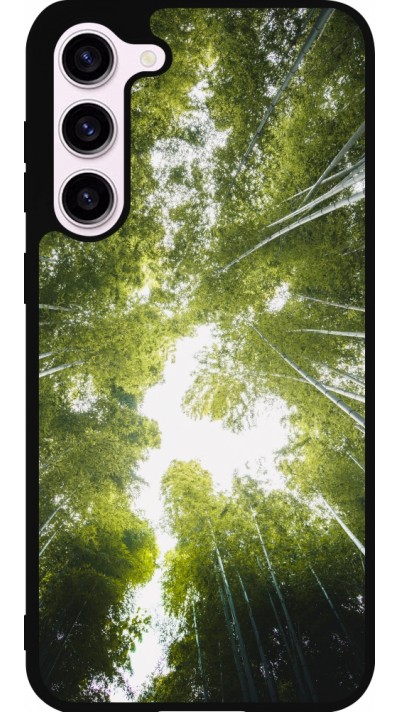 Coque Samsung Galaxy S23+ - Silicone rigide noir Spring 23 forest blue sky