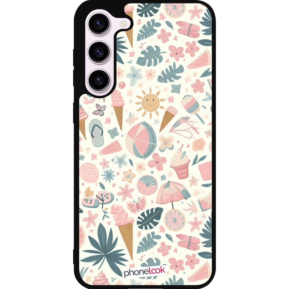 Samsung Galaxy S23+ Case Hülle - Silikon schwarz Sommer Pink Muster