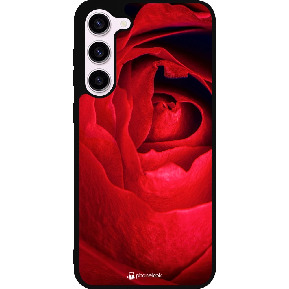 Samsung Galaxy S23+ Case Hülle - Silikon schwarz Valentine 2022 Rose