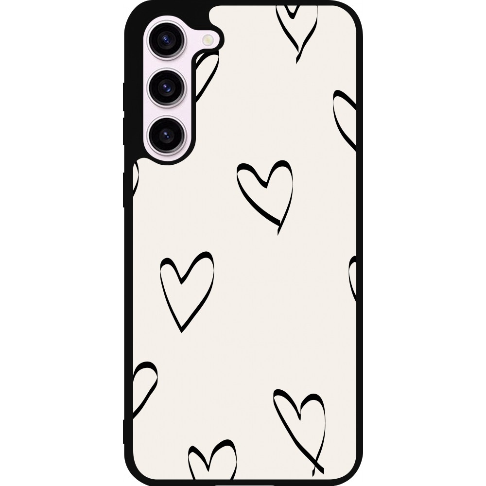 Samsung Galaxy S23+ Case Hülle - Silikon schwarz Valentine 2023 minimalist hearts