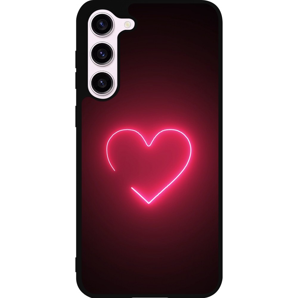 Samsung Galaxy S23+ Case Hülle - Silikon schwarz Valentine 2023 single neon heart