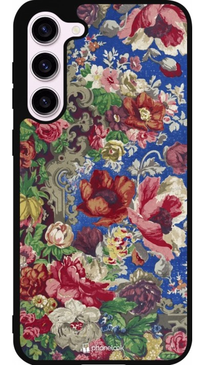 Samsung Galaxy S23+ Case Hülle - Silikon schwarz Vintage Art Flowers