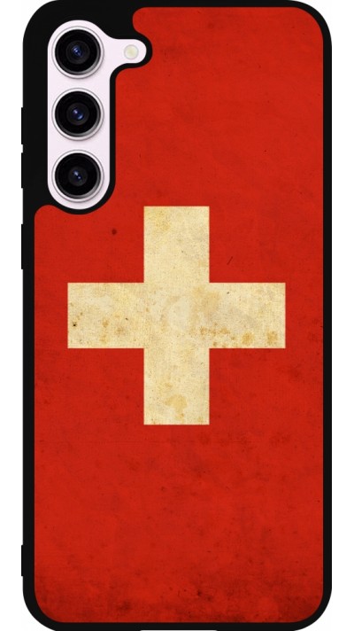 Samsung Galaxy S23+ Case Hülle - Silikon schwarz Vintage Flag SWISS