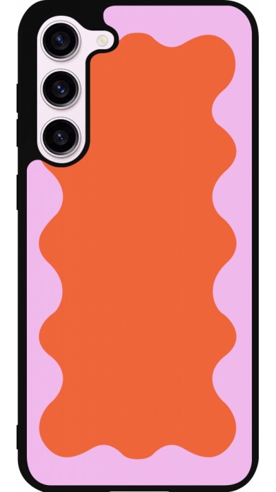 Samsung Galaxy S23+ Case Hülle - Silikon schwarz Wavy Rectangle Orange Pink